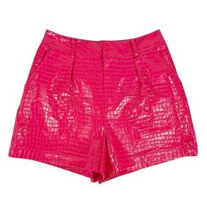 7‎ For All Mankind 7FAM Pink Croc Faux Leather High Waisted Dress Shorts Small